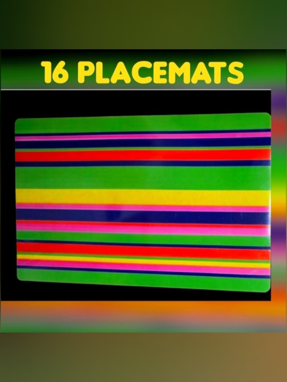 Placemats Set of 16 Coloful Striped New 17" X 11" Brand New Without Tags